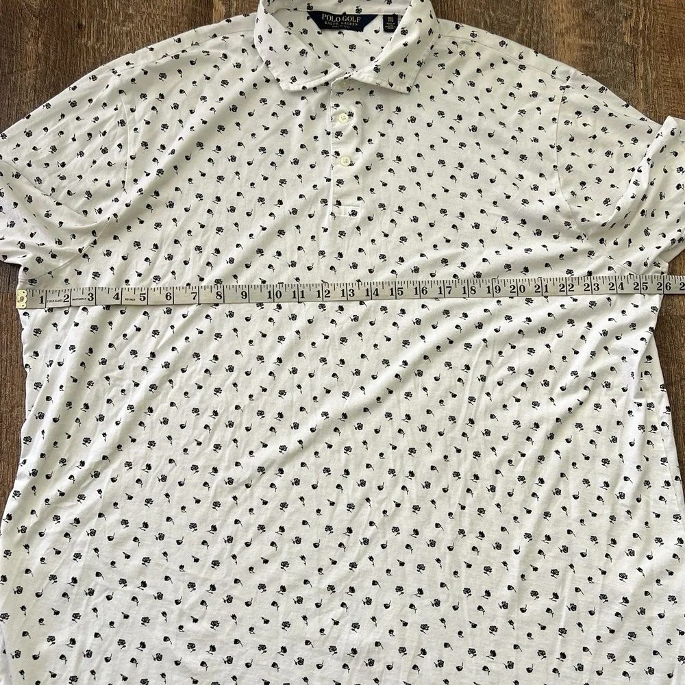 Polo Golf Ralph Lauren Polo Shirt XXL White Black Floral Print Cotton Preppy Dad